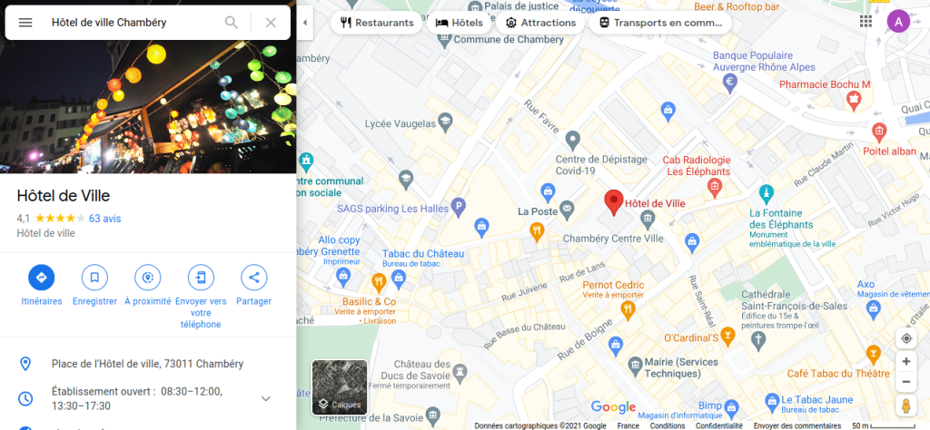 Utiliser Google Maps pour trouver un kiné à domicile (à Chambéry, à Bassens, ou bien où vous voulez !)